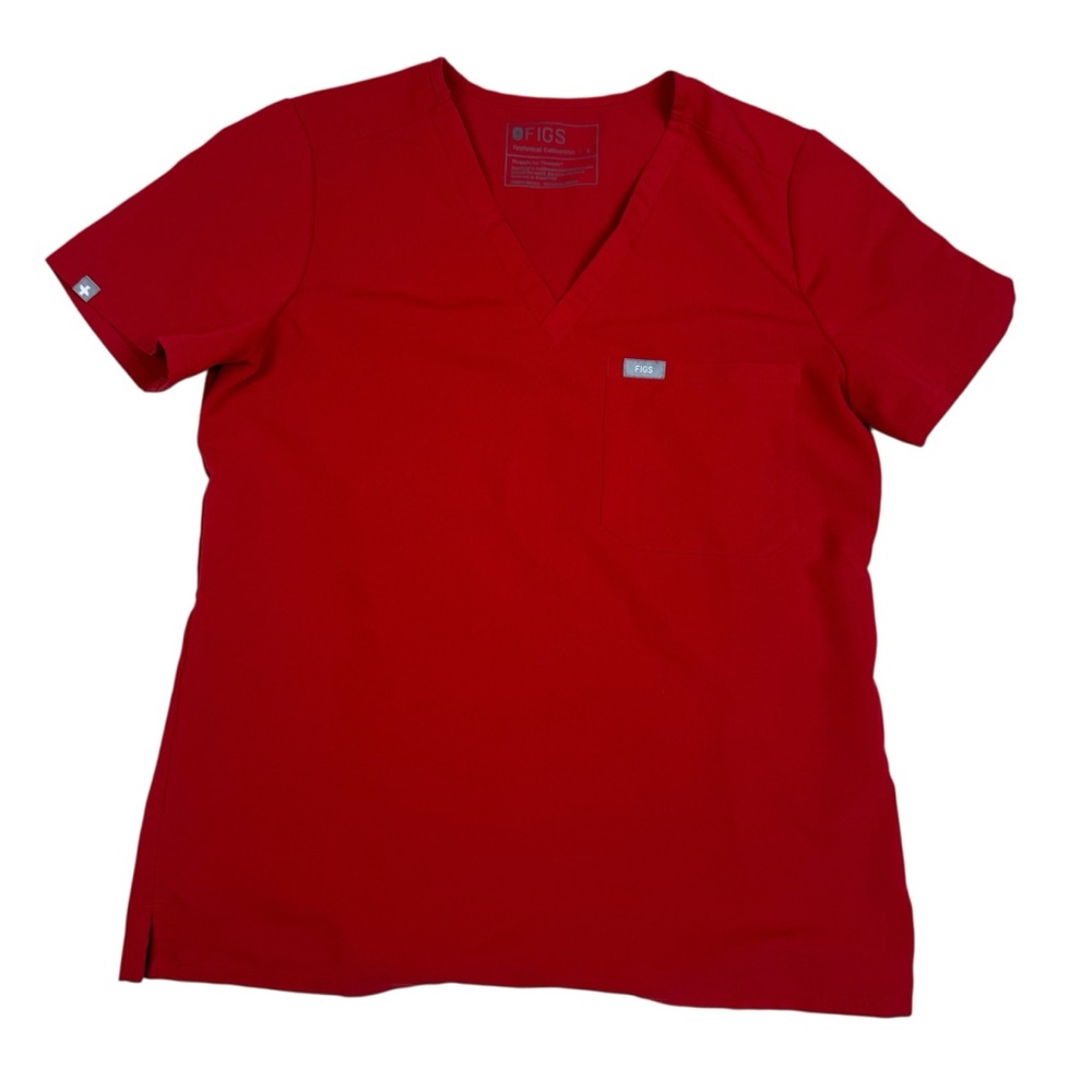 Figs Vivid Red Technical Collection Top